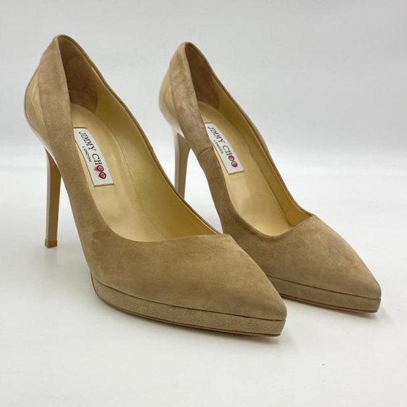 Jimmy Choo Suede and Leather Platform Pump. Size 41.5
